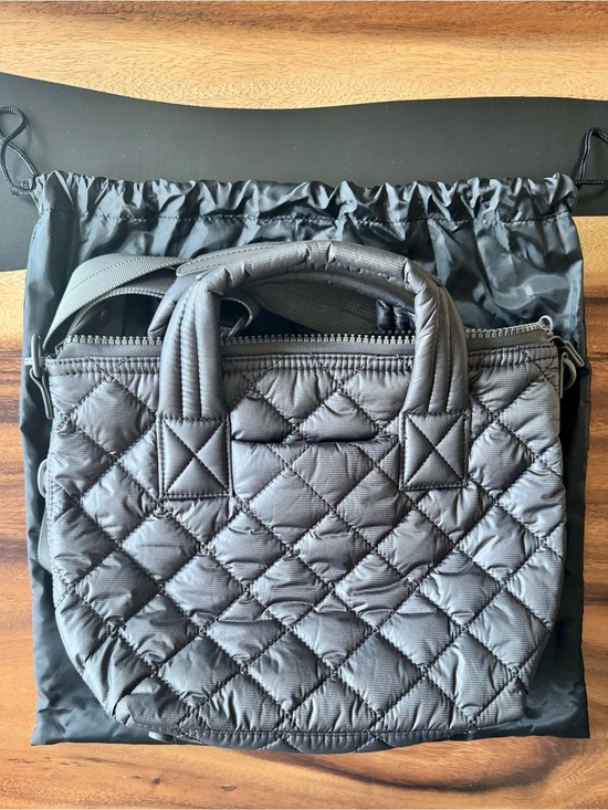 Quince Handbags - Quince Quilted Nylon Tote in Charcoal Black